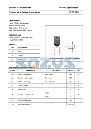 2SD2089 datasheet - Silicon NPN Power Transistors
