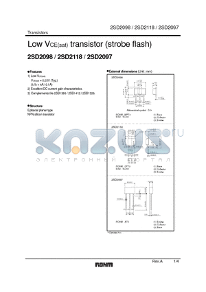 2SD2097 datasheet - Low VCE(sat) transistor (strobe flash)