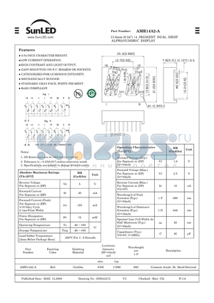 AMR14A2-A datasheet - 13.8mm (0.54) 14 SEGMENT DUAL DIGIT ALPHANUMERIC DISPLAY