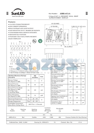 AMR14C2-A datasheet - 13.8mm (0.54) 14 SEGMENT DUAL DIGIT ALPHANUMERIC DISPLAY