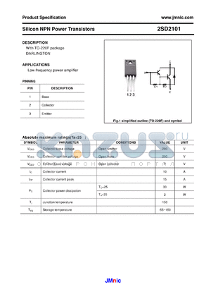 2SD2101 datasheet - Silicon NPN Power Transistors