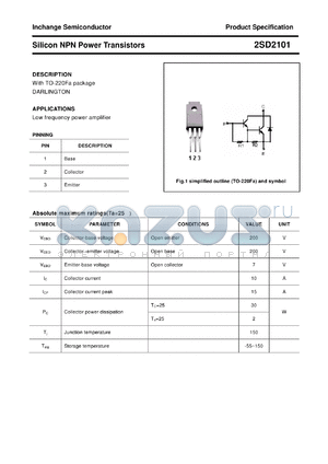 2SD2101 datasheet - Silicon NPN Power Transistors