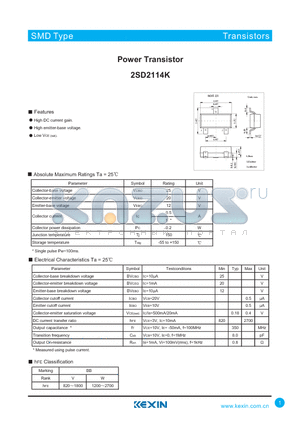 2SD2114K datasheet - Power Transistor