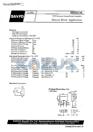 2SD2116 datasheet - General Driver Applications