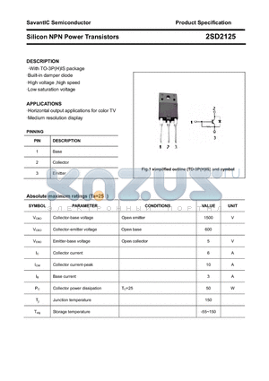 2SD2125 datasheet - Silicon NPN Power Transistors