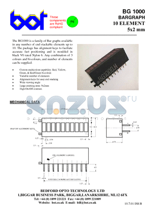 BG1000 datasheet - BARGRAPH 10 ELEMENT 5x2 mm