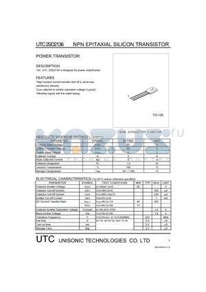 2SD2136 datasheet - POWER TRANSISTOR