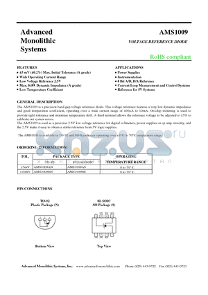 AMS1009 datasheet - VOLTAGE REFERENCE DIODE