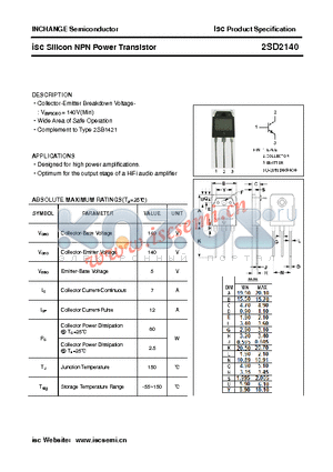 2SD2140 datasheet - isc Silicon NPN Power Transistor