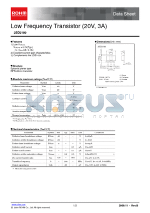 2SD2150 datasheet - Low Frequency Transistor (20V, 3A)