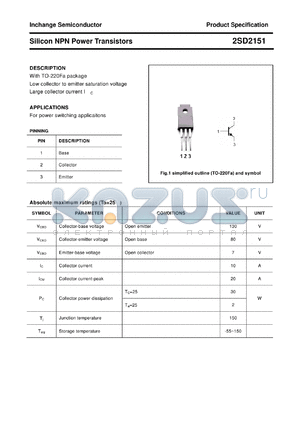 2SD2151 datasheet - Silicon NPN Power Transistors