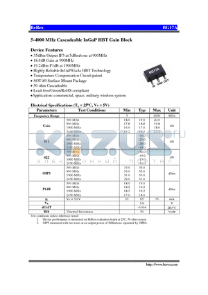 BG17A datasheet - 5-4000 MHz Cascadeable InGaP HBT Gain Block