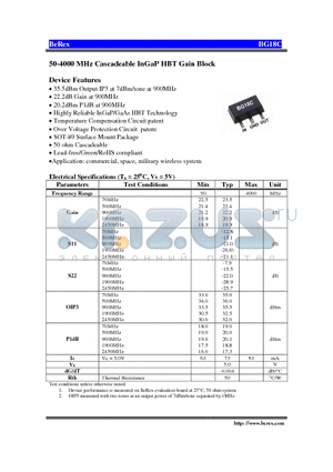 BG18C datasheet - 50-4000 MHz Cascadeable InGaP HBT Gain Block