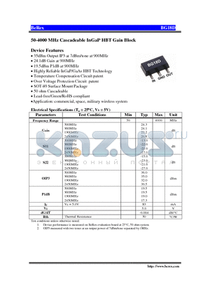 BG18D datasheet - 50-4000 MHz Cascadeable InGaP HBT Gain Block