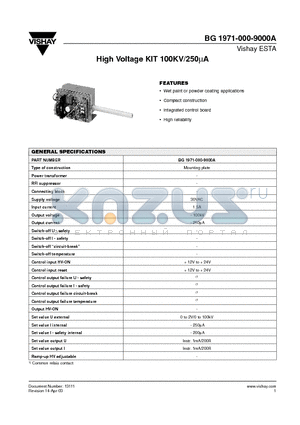 BG1971-000-9000A datasheet - High Voltage KIT 100KV/250uA