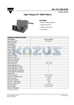 BG1971-000-9700 datasheet - High Voltage KIT 100KV/500uA
