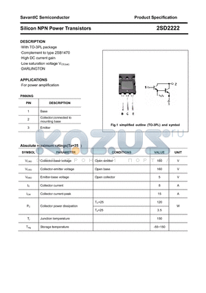 2SD2222 datasheet - Silicon NPN Power Transistors