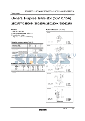 2SD2226K datasheet - General Purpose Transistor (50V, 0.15A)