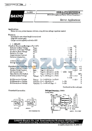 2SD2224 datasheet - Driver Applications