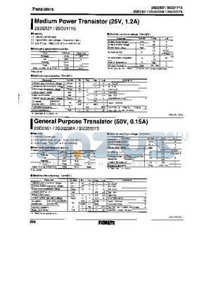2SD2227S datasheet - MEDIUM POWER TRANSISTOR(25V, 1.2V), GENERAL PURPOSE TRANSISTOR(50V, 0.15A)