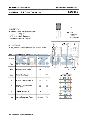 2SD2236 datasheet - isc Silicon NPN Power Transistor