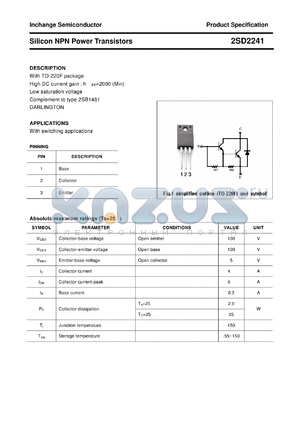 2SD2241 datasheet - Silicon NPN Power Transistors