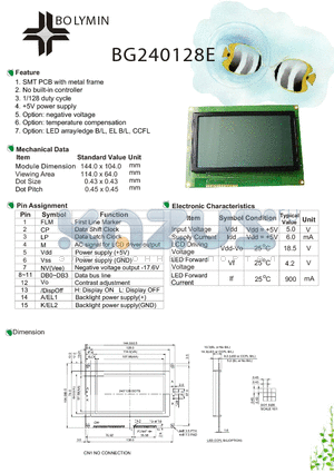 BG240128E datasheet - SMT PCB with metal frame No built-in controller