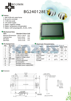 BG240128E1 datasheet - SMT PCB with metal frame No built-in controller