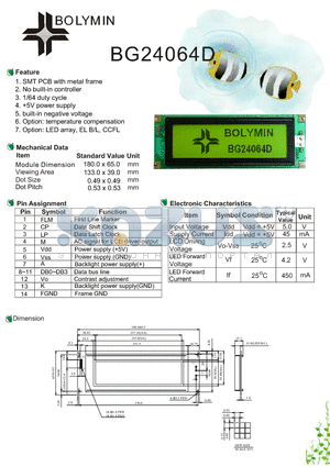 BG24064D datasheet - SMT PCB with metal frame No built-in controller