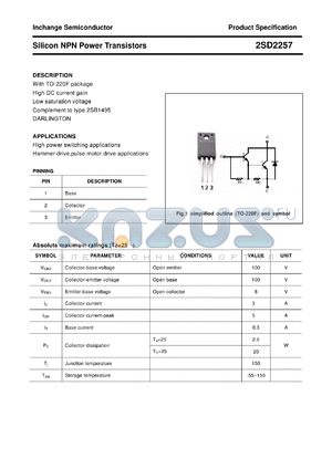 2SD2257 datasheet - Silicon NPN Power Transistors
