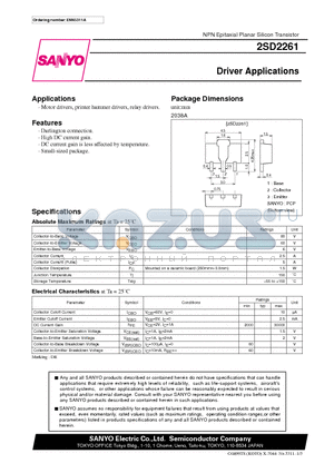 2SD2261 datasheet - Driver Applications