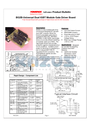 BG2B datasheet - Universal Dual IGBT Module Gate Driver Board