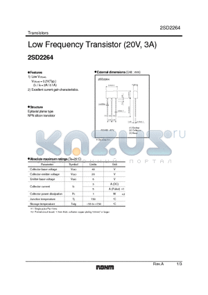 2SD2264 datasheet - Low Frequency Transistor (20V,3A)