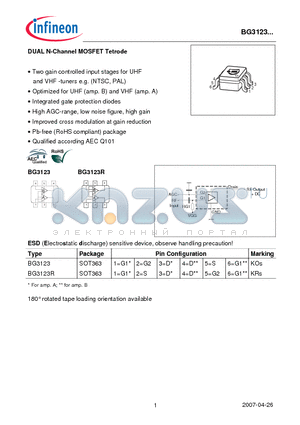 BG3123 datasheet - DUAL N-Channel MOSFET Tetrode