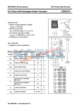 2SD2276 datasheet - isc Silicon NPN Darlington Power Transistor