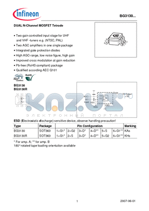 BG3130 datasheet - DUAL N-Channel MOSFET Tetrode