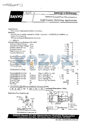 2SD2285 datasheet - High-Current Switching Applications