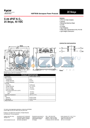 C-28 datasheet - C-28 2PST N.O.,25 Amps, 40 VDC