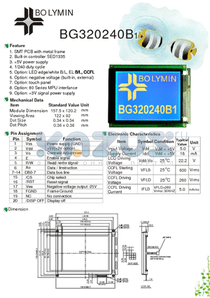 BG320240B1 datasheet - SMT PCB with metal frame Built-in controller SED1335