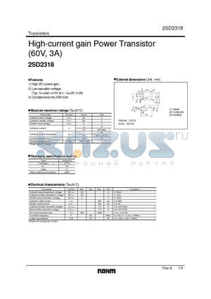 2SD2318 datasheet - High-current gain Power Transistor(60V, 3A)