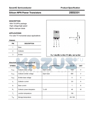 2SD2331 datasheet - Silicon NPN Power Transistors