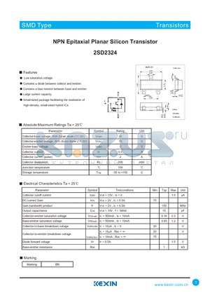 2SD2324 datasheet - NPN Epitaxial Planar Silicon Transistor