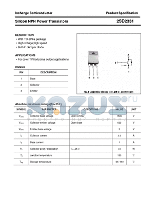 2SD2331 datasheet - Silicon NPN Power Transistors