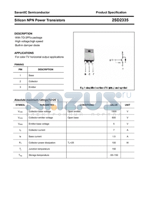 2SD2335 datasheet - Silicon NPN Power Transistors