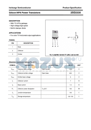 2SD2335 datasheet - Silicon NPN Power Transistors