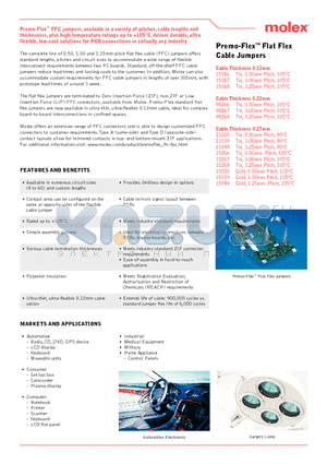 21039-XXXX datasheet - Premo-Flex Flat Flex Cable Jumpers