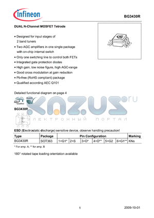 BG3430R datasheet - DUAL N-Channel MOSFET Tetrode