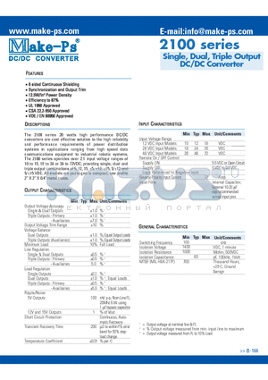 2105/12T24 datasheet - Single, Dual, Triple Output DC/DC Converter