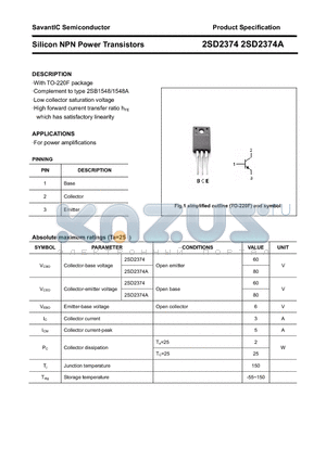 2SD2374A datasheet - Silicon NPN Power Transistors