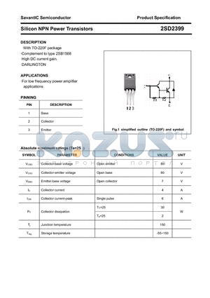 2SD2399 datasheet - Silicon NPN Power Transistors